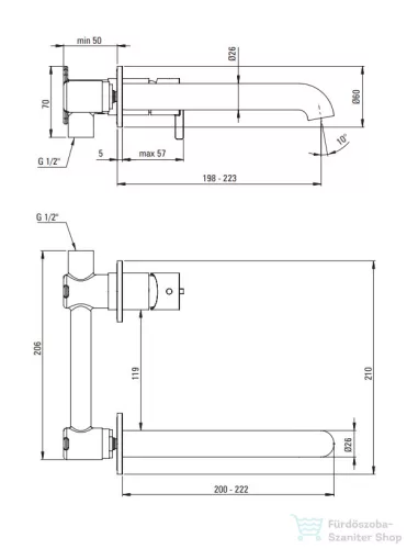 Deante SILIA falsík alatti mosdó csaptelep, leeresztő nélkül,  szálcsiszolt acél BQS_F54L