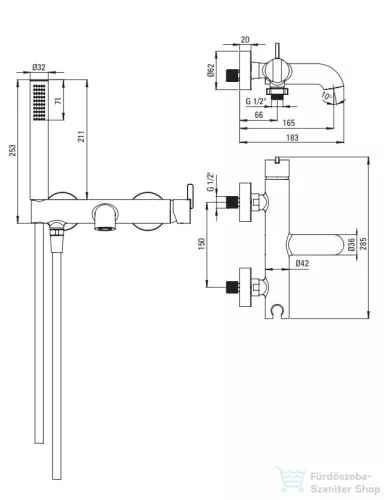 Deante SILIA kádöltő csaptelep zuhanyszettel, nero BQS_N11M