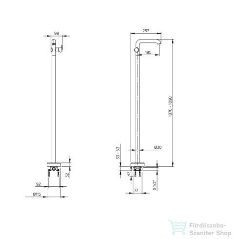Deante SILIA szabadonálló mosdó csaptelep, matt fekete BQS_N2KK