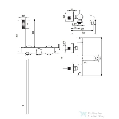 Deante SILIA kádöltő csaptelep zuhanyszettel, szálcsiszolt arany BQS_R11M