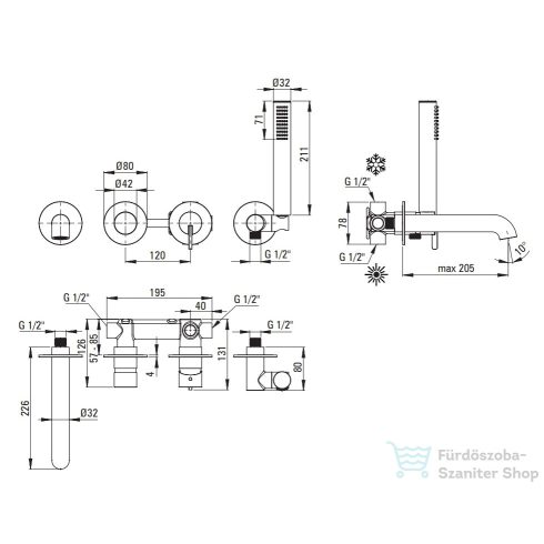 Deante SILIA falsík alatti kádtöltő csaptelep 4-lyukas, szálcsiszolt arany BQS_R18P