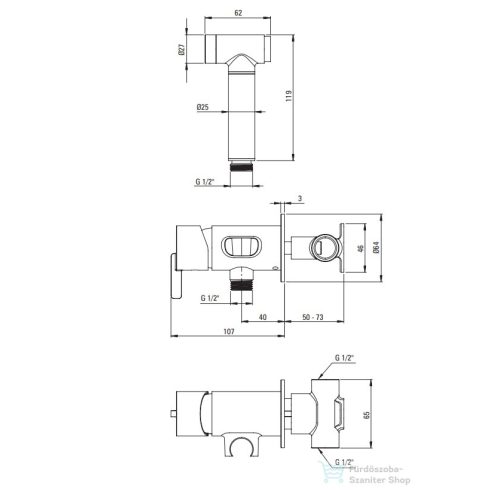Deante SILIA falsík alatti bidé csaptelep bidézuhannyal, szálcsiszolt arany BQS_R34M