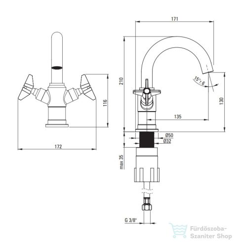 Deante TEMISTO mosdó csaptelep, leeresztő nélkül, króm BQT_020D