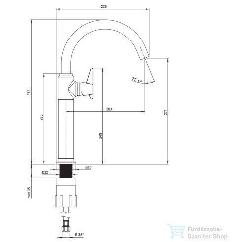 Deante TEMISTO magasított mosdó csaptelep, leeresztő nélkül, króm BQT_020K