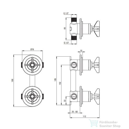 Deante TEMISTO falsík alatti zuhany csaptelep zuhanyváltóval, sárgaréz BQT_M44P