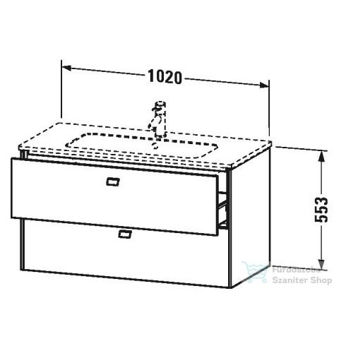 Duravit Brioso mosdó alá építhető 2 fiókos alsószekrény krómozott fogantyúval,1020x479 mm, Oak Terra BR410301035