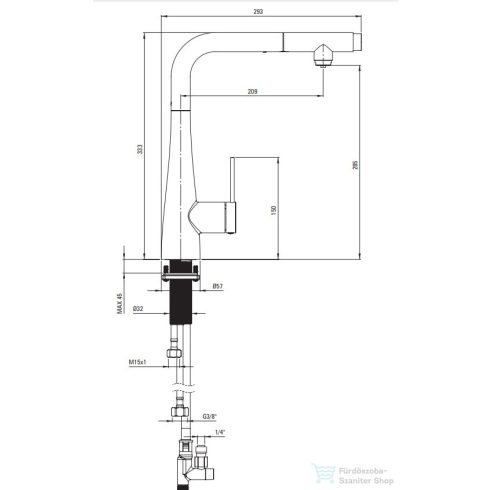Deante ERIDAN konyhai csaptelep, vízszűrővel és kihúzható kifolyóval, nero BRE_N75M