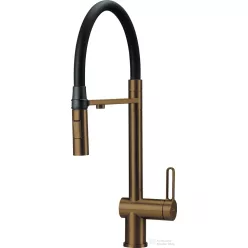   Deante MAGNETIC mosogató csaptelep rugalmas kifolyóval, vízszűrő csatlakozóval, szálcsiszolt bronz BRM_C75M
