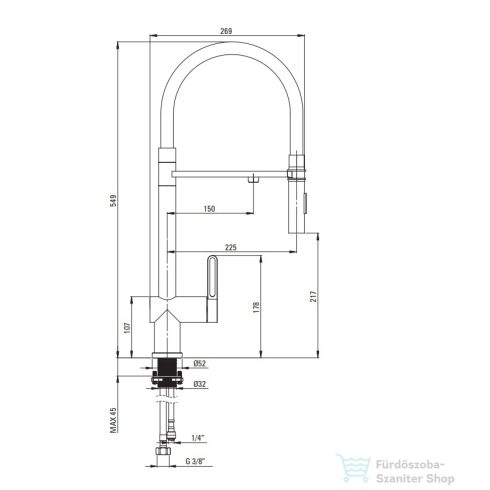 Deante MAGNETIC mosogató csaptelep rugalmas kifolyóval, vízszűrő csatlakozóval, szálcsiszolt bronz BRM_C75M