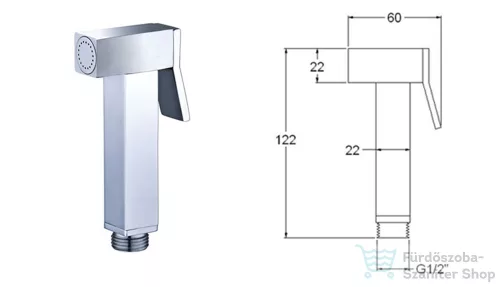 Sapho Bidet zuhanyfej, gégecső és tartó nélkül, króm BS129