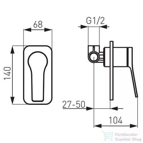 Ferro Stratos Black Falsík alá építhető 1 funkciós zuhanycsaptelep BSC7PABL