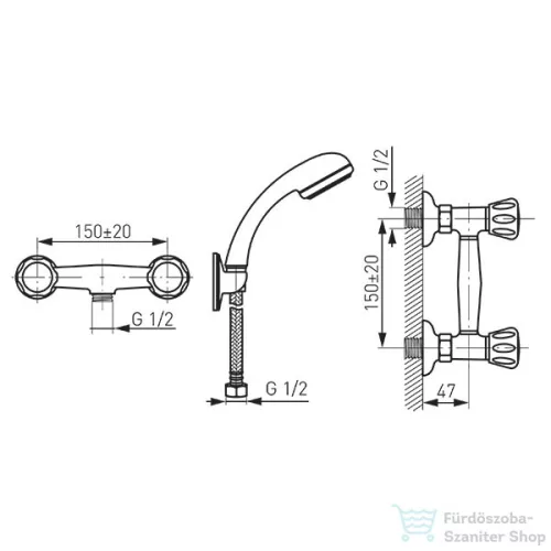 Ferro STANDARD Zuhanycsaptelep, króm BST77