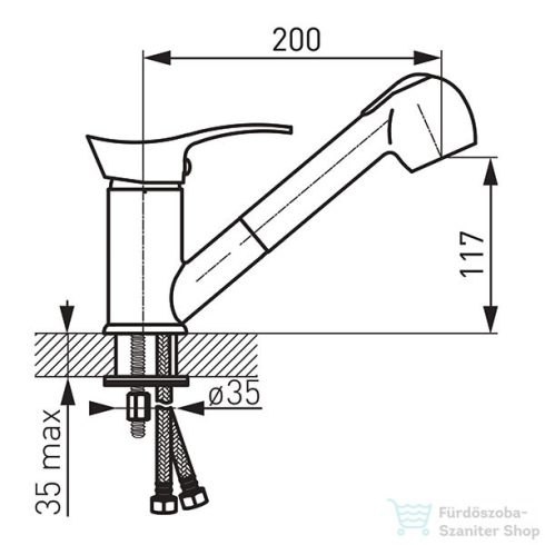 Ferro Padwa konyhai csaptelep kihúzható zuhanyfejjel BTP8