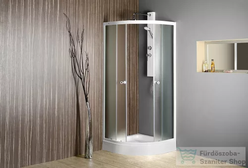 AQUALINE ARLEN íves zuhanykabin, 80x80x185cm, R55, fehér, BRICK üveg (YR800 helyett) BTR800