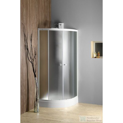 AQUALINE ARLEN íves zuhanykabin, 90x90X185cm, fehér, BRICK üveg (YR900 helyett) BTR900