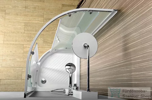 AQUALINE ARLEN íves zuhanykabin, 90x90X185cm, fehér, BRICK üveg (YR900 helyett) BTR900