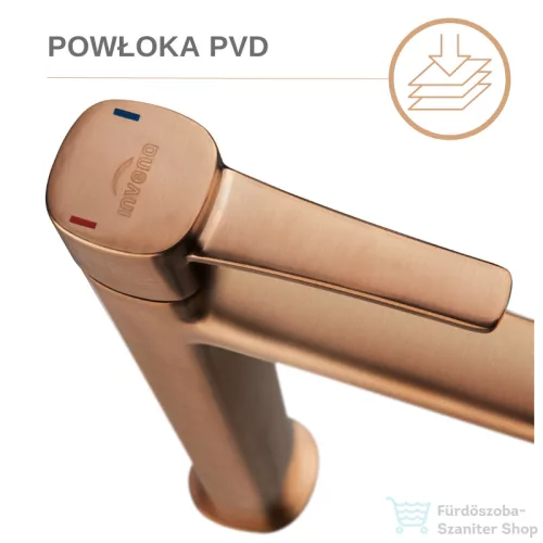 Invena GLAMOUR magasított mosdó csaptelep click-clack leeresztővel,réz BU-02-W14-V