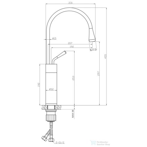 Invena STONE magasított mosdó csaptelep leeresztő nélkül,fekete márvány hatású/króm BU-03-W08-V