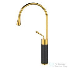   Invena STONE magasított mosdó csaptelep leeresztő nélkül,fekete márvány hatású/arany BU-03-W17-V