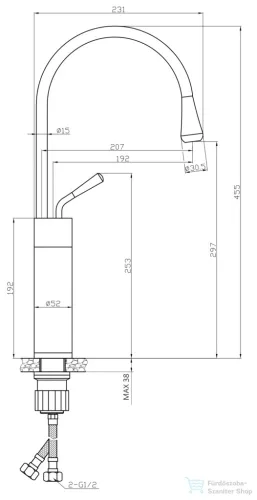 Invena STONE magasított mosdó csaptelep leeresztő nélkül,fehér márvány hatású/réz BU-03-W18-V