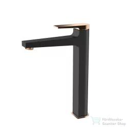   Invena MIDNIGHT magasított mosdó csaptelep click-clack leeresztővel,fekete/rózsa arany BU-35-W14-V