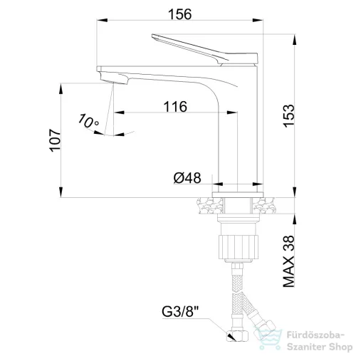 Invena ALONIA mosdó csaptelep click-clack leeresztővel, PVD fényes fekete BU-70-004-V