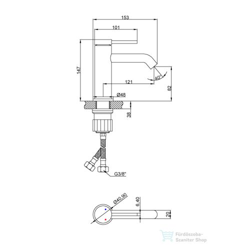 Invena KALITEA mosdó csaptelep click-clack leeresztővel,matt fekete BU-72-004-V