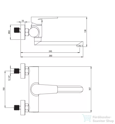Deante TUBO fali mosdó csaptelep, króm BUT_050M
