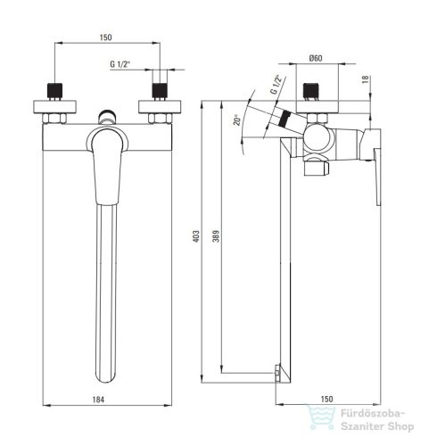 Deante TUBO fali mosdó csaptelep meghosszabbított kifolyóval, króm BUT_056M