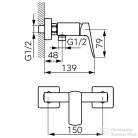 Ferro Vitto Verdeline zuhanycsaptelep, gun metal BVI7VLGM