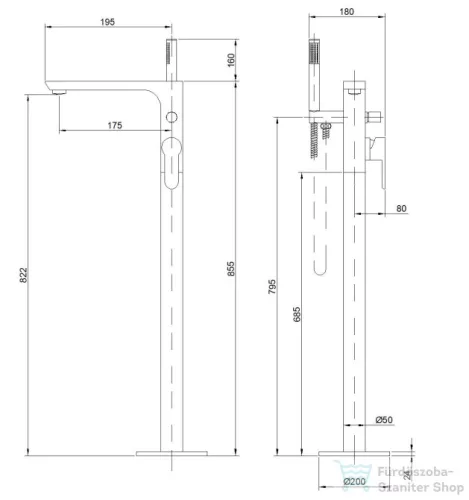 Invena GLAMOUR szabadon álló kádöltő csaptelep,zuhanyszettel,króm BW-02-W01-V