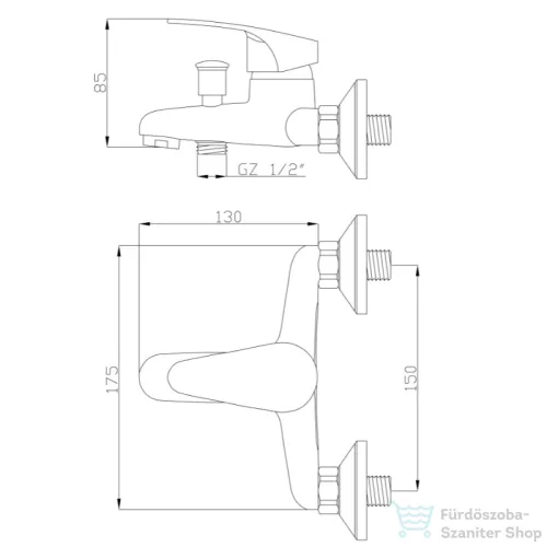 Invena AVA NEW egykaros kádtöltő csaptelep,króm BW-06-001-X