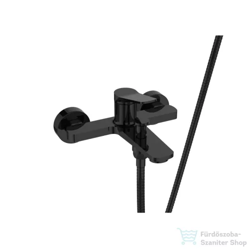 Invena ALONIA kádtöltő csaptelep zuhanyszettel, Pvd fényes fekete BW-70-004-V