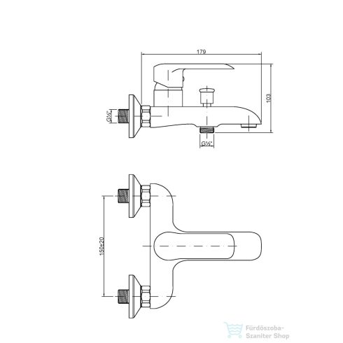 Invena SIROS kádtöltő csaptelep zuhanyszett nélkül,króm BW-90-001-A