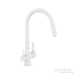   Invena GLAMOUR konyhai csaptelep, álló, flexibilis kifolyóval, pult alá szerelhető vízszűrővel, fehér BZ-02-F02-V
