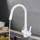 Invena GLAMOUR konyhai csaptelep, álló, flexibilis kifolyóval, pult alá szerelhető vízszűrővel, fehér BZ-02-F02-V