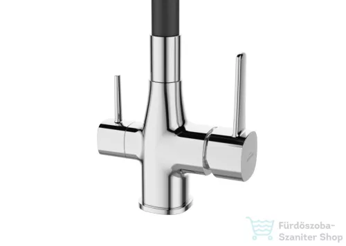 Invena GLAMOUR konyhai csaptelep, álló, flexibilis kifolyóval, pult alá szerelhető vízszűrővel, króm-fekete  BZ-02-F08-V