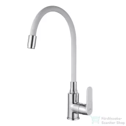   Invena JOGA konyhai csaptelep, álló, flexibilis kifolyócsővel, fehér-króm BZ-32-L02-C