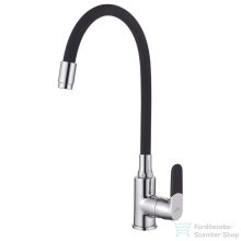   Invena JOGA konyhai csaptelep, álló, flexibilis kifolyócsővel, fekete-króm BZ-32-L04-C