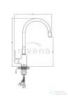 Invena JOGA konyhai csaptelep, álló, flexibilis kifolyócsővel, fekete-króm BZ-32-L04-C