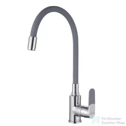   Invena JOGA konyhai csaptelep, álló, flexibilis kifolyócsővel, szürke-króm BZ-32-L05-C