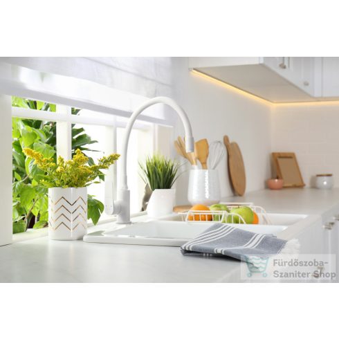 Invena JOGA PLUS konyhai csaptelep, álló, flexibilis kifolyócsővel, fehér BZ-32-P02-C
