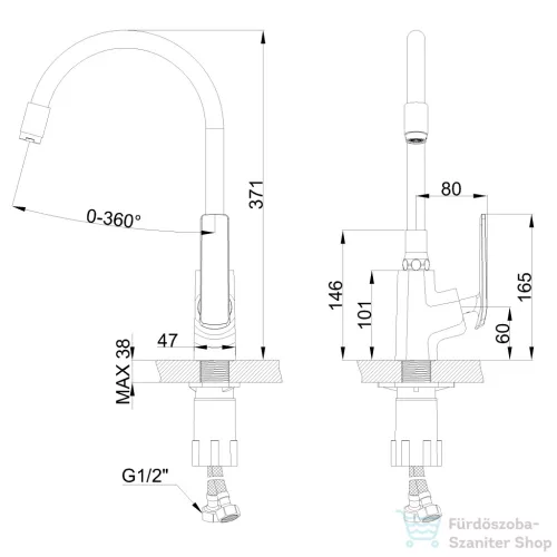 Invena LIGARIA Eco Start konyhai csaptelep, álló, flexibilis kifolyócsővel, fekete BZ-39-004-L