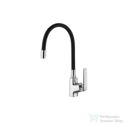   Invena LIGARIA Eco Start konyhai csaptelep, álló, flexibilis kifolyócsővel, fekete-króm BZ-39-008-L