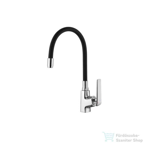 Invena LIGARIA Eco Start konyhai csaptelep, álló, flexibilis kifolyócsővel, fekete-króm BZ-39-008-L