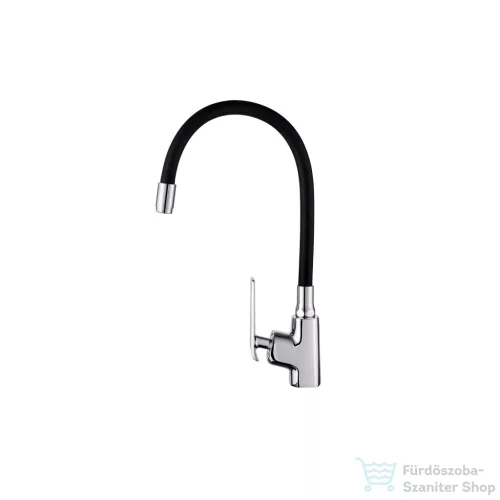 Invena LIGARIA Eco Start konyhai csaptelep, álló, flexibilis kifolyócsővel, fekete-króm BZ-39-008-L