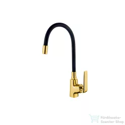   Invena LIGARIA Eco Start konyhai csaptelep, álló, flexibilis kifolyócsővel, fekete-arany BZ-39-009-L