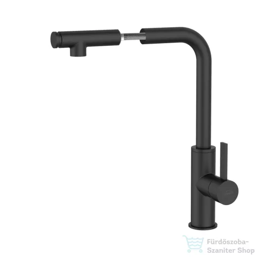 Invena PRETO konyhai csaptelep, álló, forgatható kifolyóval, fekete, waterplating bevonat BZ-48-W04-L