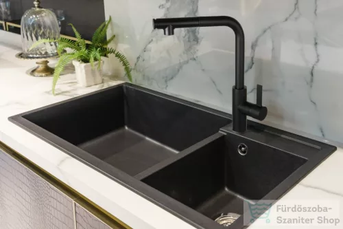 Invena PRETO konyhai csaptelep, álló, forgatható kifolyóval, fekete, waterplating bevonat BZ-48-W04-L