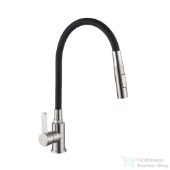  Invena DALIS SLIM konyhai csaptelep, 2-funkciós, rugalmas kifolyócsővel, fekete-inox BZ-64-043-L